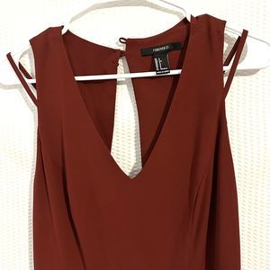Forever 21 Burgundy Maxi Dress Womens Strappy Open Back Dressy Size Small